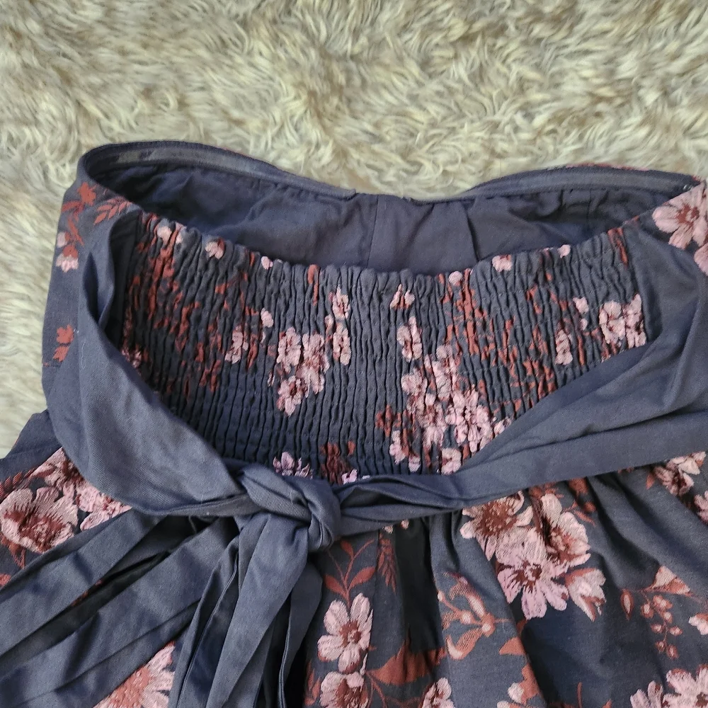 Free People Matilda Mini Dress Gray‎ With Pink Jacquard Floral Women's Small